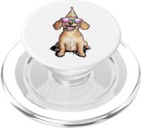 Smiling Dog in Party Hat and Sunglasses Watercolor PopSockets PopGrip for MagSafe