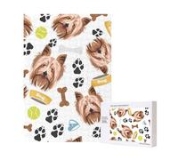 Smiling Dog Yorkshire Terrier,300 Pieces Wooden Jigsaw Family Game Jigsaw Puzzles for Adults Teens