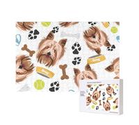 Smiling Dog Yorkshire Terrier,300 Pieces Wooden Jigsaw Family Game Jigsaw Puzzles for Adults Teens Home Decor