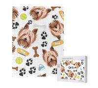 Smiling Dog Yorkshire Terrier,500 Pieces Wooden Jigsaw Family Game Jigsaw Puzzles for Adults Teens