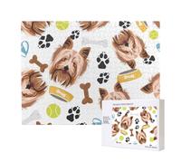 Smiling Dog Yorkshire Terrier,500 Pieces Wooden Jigsaw Family Game Jigsaw Puzzles for Adults Teens Home Decor