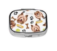 Smiling Dog Yorkshire Terrier,Meta Pill Box 2 Compartment Medicine Case,Portable Organizer