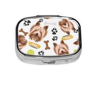Smiling Dog Yorkshire Terrier,Meta Pill Box 2 Compartment Medicine Case,Portable Organizer,Rectangle Meta Portable Organizer Pill Box 2401 Compartment Medicine Case