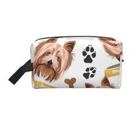 Smiling Dog Yorkshire TerrierMakeup Trave Bag for Women,Cosmetic Large Capacity Organizer