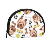 Smiling Dog Yorkshire TerrierSmall Makeup Sanitary Napkin Storage Bag,Women's Cosmetic Coin Purse