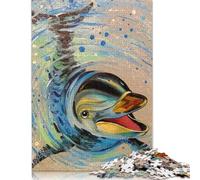 Smiling Dolphin Puzzle for Adults And Teenagers 500 Pieces Wooden Puzzle for Adults And Teenager Home Educational Games DIY Toys 500pcs (52x38cm)