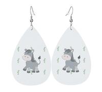 smiling donkey Leather Earring. Stylish teardrop shape, perfect for women, and a great decorative choice for parties and holidays.