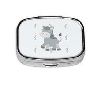 Smiling Donkey Square Pill Box Lightweight and Portable, with 2 Plastic Inserts, Suitable for Carrying in Pockets or Wallets.