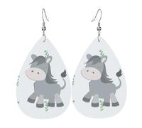 smiling donkey Teardrop-shaped leather earrings, clothing decoration, suitable for festival parties, holidays and daily life