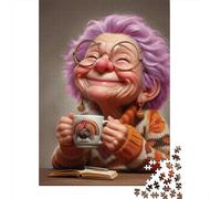 Smiling Elderly Woman Jigsaw Puzzle for Adults 1000 Piece Jigsaw Puzzle Coffee Mug Puzzle Game for Family Stress Relief Home Decor 52x38cm/1000pcs