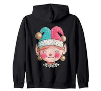 Smiling Elf Jester Hat Christmas Fun Zip Hoodie