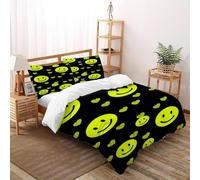 Smiling Face Bedding 3D Art Printed Duvet Cover 3 Pcs Hypoallergenic (1 Duvet Cover 2 Pillowcase) 100% Pure Cotton,for Adults No Comforter Double(200x200cm)
