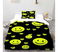 Smiling Face Bedding 3D Art Printed,Duvet Cover Set European Style,hypoallergenic 2 Pcs 100% Pure Cotton,Boys And Girls With Pillowcase Single(135x200cm)