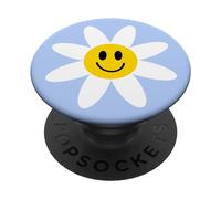 Smiling Face Daisy Blue Cute Spring Flower Happy Smile PopSockets Adhesive PopGrip