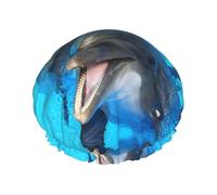 Smiling Face Dolphins Double Layered Shower Cap For Women Reusable Suitable For Bathing Spa
