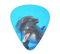 Smiling Face Dolphins Guitar Picks 12 Pack Set Guitar Gift for Bass Picks Acoustic Guitars Plectrums with Clear Storage Box