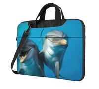 Smiling Face Dolphins Laptop Bag Shockproof Computer Carrying Case with Shoulder Strap Messenger Shoulder Bag Briefcase 14 inch