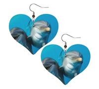 Smiling Face Dolphins Leather Earrings for Women Heart Earring Lightweight Dangle Earrings Jewelry Gifts