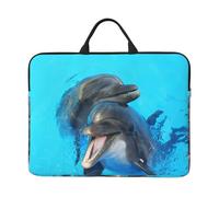 Smiling Face Dolphins Printed, 14 Inch Laptop Sleeve, Notebook Bag Laptop Case Sleeve Briefcase with Handle