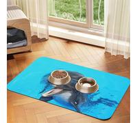 Smiling Face Dolphins Printed,Waterproof Pet Feeding Mat,PU Leather Placemats for Cat Dog Water Bowl,Food Mats,30x45cm