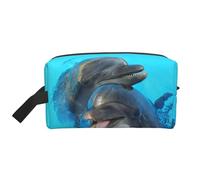 Smiling Face Dolphins PrintedMakeup Trave Bag for Women,Cosmetic Large Capacity Organizer