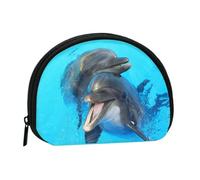 Smiling Face Dolphins PrintedSmall Makeup Sanitary Napkin Storage Bag,Women's Cosmetic Coin Purse