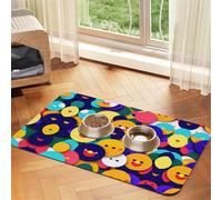 Smiling face Pet Absorbent Leather Tablecloth 30x45cm with Non-Slip Rubber Base for Cats and Dogs