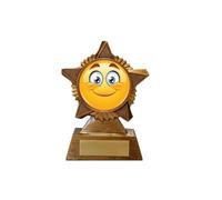 Smiling Face Trophy Award Premier Star Antique Gold 120mm Heavy Resin Free Engraving -troshow1-A