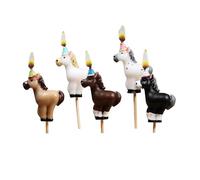 Smiling Faces Birthday Pony Cake Candles, 3D Decorative Party Candles, Set of 5, Multi-Coloured