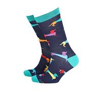 Smiling Faces MAKING SMILES SINCE 2001 Mens Novelty Socks Therapy Funky Pattern Colorful Fun Dress Socks Smart Design Animal Print Comfortable Breathable Socks Non Slip Great Gift - Dachshunds