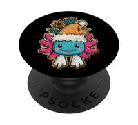 Smiling Festive Axolotl Cute Winter PopSockets Adhesive PopGrip