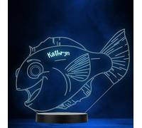 Smiling Fish Personalised Gift Colour Changing Led Lamp Night Light | Personalised Gift for Home, Lamp Room Décor | Kids & Adults Night Lights with Name | Personalised Gift for Bedroom |