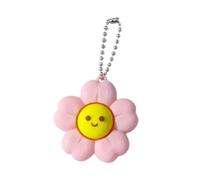 Smiling Flower Keychain Fidget Toy, 3D Printed Sensory Clicker for Stress Relief, Durable Floral Bag Charm with Metal Bead Chain, Decorative Keyring for Backpacks, 6cm Pink