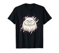 Smiling Fluffy Persian Cat Face White Kitty T-Shirt