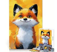 Smiling Fox Illustration Jigsaw Puzzles for Teenagers 1000 Mind Exercise Toy Home Activity Precision Cut Wall Art Decor 50x75cm