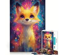 Smiling Fox in Colorful Splashes for Adults 1000 Piece Puzzle Mind Exercise Toy Gentle Leisure Design Assembly Seasonal Gift 38x26cm