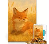 Smiling Fox in Wheat Field 1000 Pieces Jigsaws Adults Puzzles Mind Exercise Toy Shared Fun Precision Cut Art Display 38x26cm