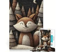 Smiling Fox in Winter Forest Jigsaw Puzzle for Teenagers 1000 Pieces Mental Logic Toy Stress Release Firm Cut Santa Wish Gift 38x26cm