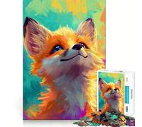 Smiling Fox Painting Jigsaw Puzzles for Teenagers 1000 Piece Smart Toy Leisure Time Accurate Cut Seasonal Gift 38x26cm