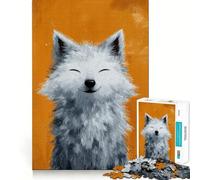 Smiling Fox Portrait on Orange Background 1000 Piece Jigsaw Puzzles for Adults Jigsaw Think Toy Calm Relax Clean Cut Wall Art Decor 38x26cm