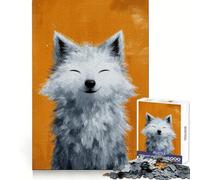 Smiling Fox Portrait on Orange Background Jigsaw Puzzles for Adults 1000 Pieces Strengthen Recall Soothing Fun Quality Edge Lovely Present 50x75cm
