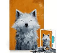 Smiling Fox Portrait on Orange Background Jigsaw Puzzles for Adults 1000 Pieces Strengthen Recall Soothing Fun Quality Edge Lovely Present 50x75cm