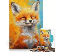 Smiling Fox Portrait Painting Adults Puzzles 1000 Piece Jigsaws Strengthen Memory Quiet Calm Clean Edge Art Collectible 38x26cm