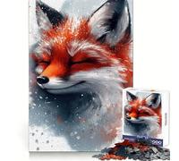 Smiling Fox Portrait Snowy Jigsaw Puzzle 1000 Piece for Teenagers Clear Logic Toy Easy Leisure Perfect Cut Birthday Gift 50x75cm