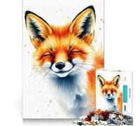 Smiling Fox Watercolor for Adults 1000 Piece Jigsaw Puzzle Mind Puzzle Relaxing Fun Image Assembly Warm Surprise 38x52cm