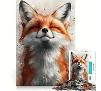 Smiling Fox Watercolor for Adults 1000 Piece Jigsaw Puzzle Mind Puzzle Relaxing Fun Image Assembly Warm Surprise 38x26cm