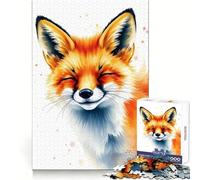 Smiling Fox Watercolor Jigsaw Puzzle for Adults 1000 Pieces Mind Exercise Toy Together Fun Precision Cut Unique Gift 50x75cm