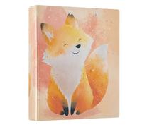 Smiling Fox Watercolor Peach Blue 3 - Ring Binders with 1.57" Round Rings Fit 200 Sheets of 8.5x11 Inches Paper for Meeting Classroom Home School Office, 12.4x10.63x2.36 Inches