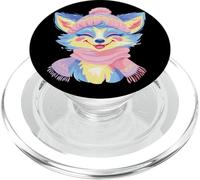 Smiling Fox Winter Cute Animal Portrait Graphic Blue Fur PopSockets PopGrip for MagSafe