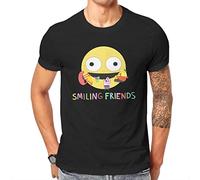 Smiling Friends Logo T Shirts Men's Cotton Cool T-Shirt Round Neck Sorcery Best Forever Tee Shirt Short Sleeve Tops Black